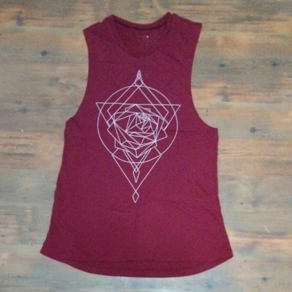 Fifth Sun Maroon Geometric Muscle Tee